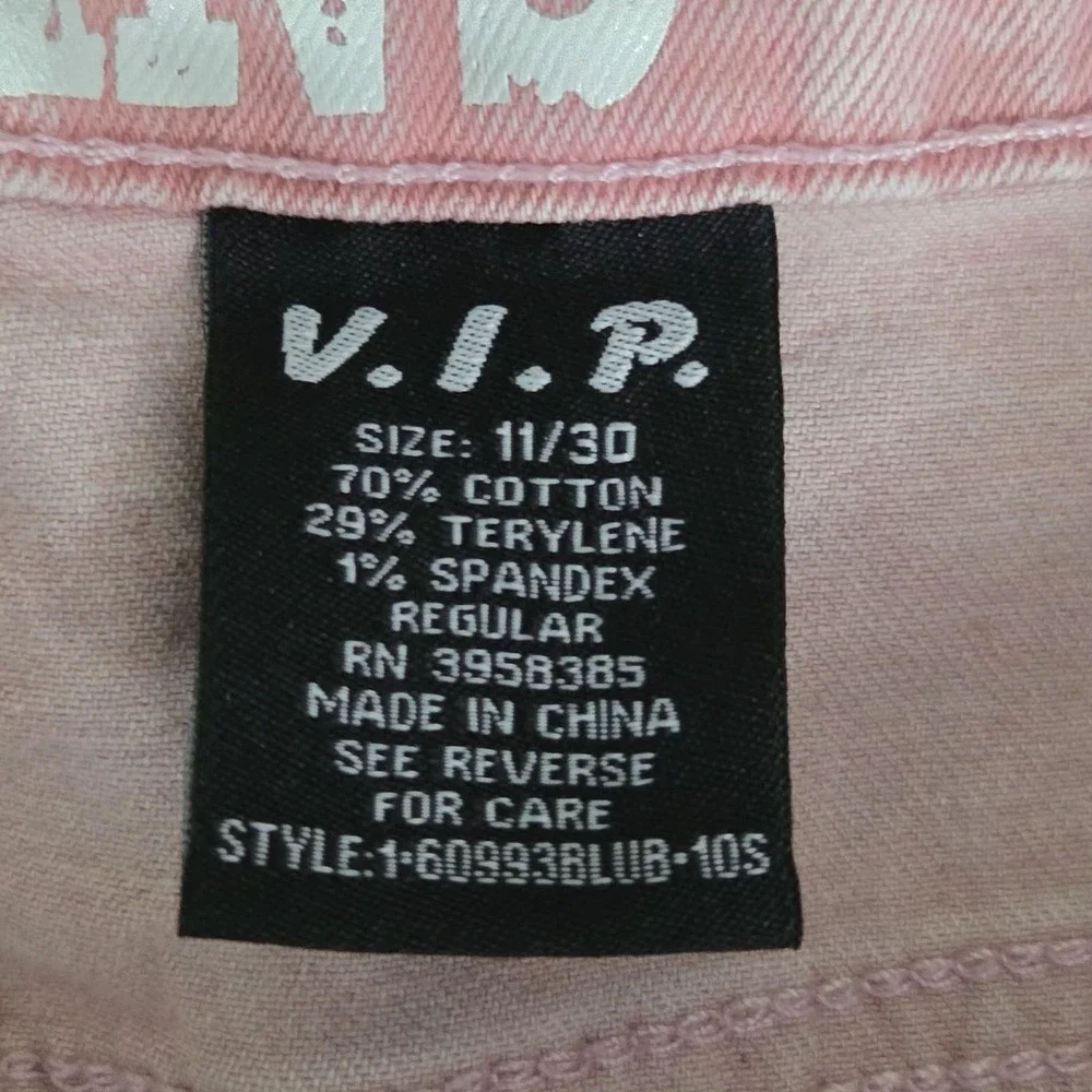 VIP Jeans Jeans Juniors 11/30 Pink Light Wash Mid Rise Cargo Straight Stretch